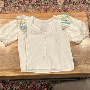 Sea New York White Puff Sleeve Embellished Blouse